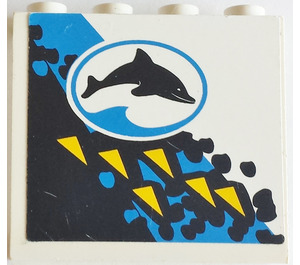 LEGO Panel 1 x 4 x 3 (Undetermined) with dolphin springing right Sticker (Undetermined Top Studs) (4215)