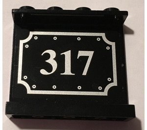 LEGO Panel 1 x 4 x 3 with "317" Sticker without Side Supports, Hollow Studs (4215)