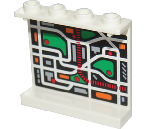 LEGO Panneau 1 x 4 x 3 avec Alien Map Autocollant sans supports latéraux, tenons creux (4215)