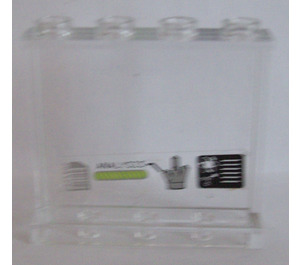 LEGO Panel 1 x 4 x 3 mit 'Analysis' und ein Crystal Aufkleber mit Seitenstützen, Hohlbolzen (35323)