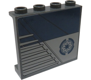 LEGO Panel 1 x 4 x 3 with Bars and SW Republic Pattern (Model Right) Sticker with Side Supports, Hollow Studs (35323)