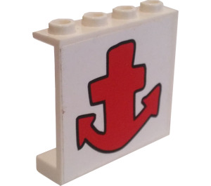 LEGO Paneel 1 x 4 x 3 met Groot Rood Anchor Sticker zonder zijsteunen, holle noppen (4215)