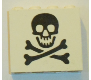 LEGO Paneeli 1 x 4 x 3 jossa Musta Jolly Roger ilman sivutukia, kiinteät nupit (4215)