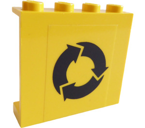 LEGO Panel 1 x 4 x 3 with Black Recycling Arrows Sticker without Side Supports, Solid Studs (4215)