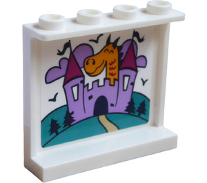 LEGO Panel 1 x 4 x 3 with Castle, Dragon, Trees and Clouds Sticker with Side Supports, Hollow Studs (35323)