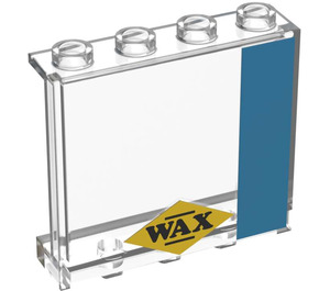LEGO Panel 1 x 4 x 3 with Dark Azure Stripe and 'WAX' (Model Right) Sticker with Side Supports, Hollow Studs (35323)