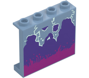 LEGO Panel 1 x 4 x 3 med Dark Lilla Smoke og Magenta Splashes med sidestøtter, hule knotter (35323 / 101416)