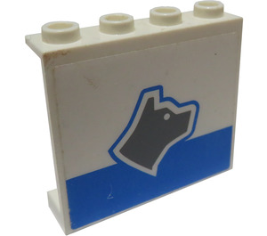 LEGO Panel 1 x 4 x 3 mit Hund Kopf Facing Recht Aufkleber ohne seitliche Stützen, hohle Bolzen (4215)