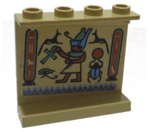 LEGO Panneau 1 x 4 x 3 avec Egyptian Symbols Autocollant sans supports latéraux, tenons creux (4215)