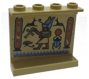 LEGO Paneel 1 x 4 x 3 met Egyptische Symbols Sticker zonder zijsteunen, holle noppen (4215)