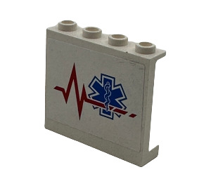 LEGO Panel 1 x 4 x 3 with EMT Star of Life 4429 Left Sticker with Side Supports, Hollow Studs (60581)