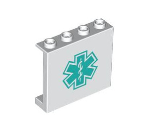 LEGO Panel 1 x 4 x 3 mit EMT Star of Life mit Seitenstützen, Hohlbolzen (35323 / 105296)