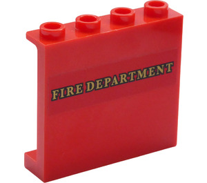 LEGO Panel 1 x 4 x 3 mit 'Feuer Department' Aufkleber mit Seitenstützen, Hohlbolzen (35323)