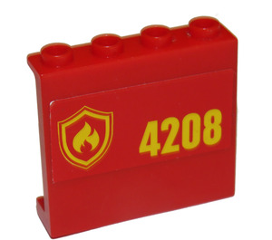 LEGO Panel 1 x 4 x 3 with Fire logo and "4208" (right) Sticker with Side Supports, Hollow Studs (60581)