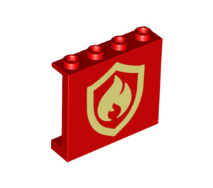 LEGO Panel 1 x 4 x 3 mit Feuer Logo mit Seitenstützen, Hohlbolzen (35323 / 73902)