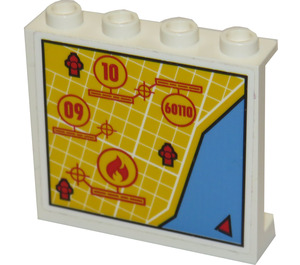 LEGO Panel 1 x 4 x 3 with Fire Mission Map Sticker with Side Supports, Hollow Studs (35323)