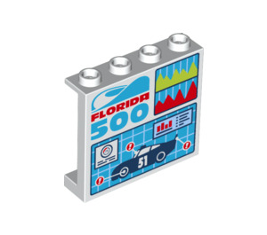 LEGO Panel 1 x 4 x 3 with 'Florida 500' race car 51 with Side Supports, Hollow Studs (60581)