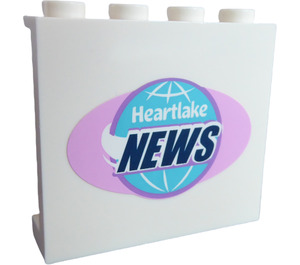 LEGO Panel 1 x 4 x 3 mit 'Heartlake News' Logo Aufkleber mit Seitenstützen, Hohlbolzen (35323)