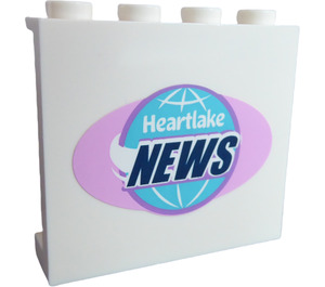 LEGO Pannello 1 x 4 x 3 con 'Heartlake News' logo Adesivo con supporti laterali, bottoncini cavi (35323)