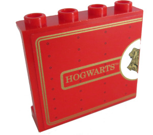 LEGO Panel 1 x 4 x 3 mit "HOGWARTS" Aufkleber mit Seitenstützen, Hohlbolzen (60581)
