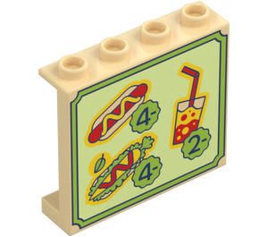 LEGO Panel 1 x 4 x 3 with Hotdog food prices / menu with Side Supports, Hollow Studs (35323 / 105807)