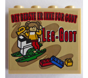 LEGO Panel 1 x 4 x 3 mit 'LEG-GODT' und Girl auf ein Rocking Pferd Aufkleber mit Seitenstützen, Hohlbolzen (35323)