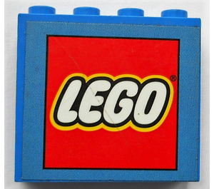 LEGO Panel 1 x 4 x 3 with Lego Logo on Blue Background Sticker without Side Supports, Hollow Studs (4215)