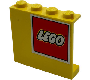 LEGO Paneel 1 x 4 x 3 mit Lego Logo oben Rechts Aufkleber ohne seitliche Stützen, feste Noppen (4215)