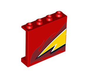 LEGO Panel 1 x 4 x 3 mit Lightning McQueen Links Gelb flash Ende mit Seitenstützen, Hohlbolzen (34230 / 60581)