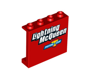 레고 패널 1 x 4 x 3 ~와 함께 'Lightning McQueen' Piston 컵 측면 지지대 포함, 중공 스터드 (33899 / 60581)