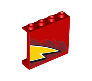 LEGO Paneel 1 x 4 x 3 met Lightning McQueen Geel flash Einde met zijsteunen, holle noppen (33890 / 60581)