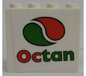 LEGO Paneel 1 x 4 x 3 met 'Octan' en Green en Rood Cirkel Sticker zonder zijsteunen, holle noppen (4215)
