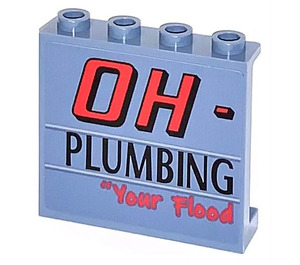LEGO Panel 1 x 4 x 3 with OH-  PLUBING "Your Flood Sticker with Side Supports, Hollow Studs (35323)