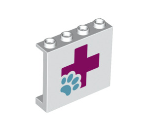 LEGO Panel 1 x 4 x 3 with Pink + with light blue paw print with Side Supports, Hollow Studs (26347 / 60581)
