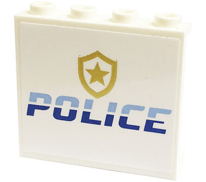 LEGO Paneel 1 x 4 x 3 met 'Politie', Ster Kenteken Sticker met zijsteunen, holle noppen (35323)