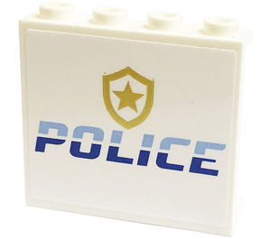 LEGO Panel 1 x 4 x 3 mit 'Polizei', Star Badge Aufkleber mit Seitenstützen, Hohlbolzen (35323)