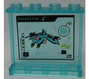 LEGO Panel 1 x 4 x 3 mit 'SATELLITE TRACKING', Psyclone’s Flyer auf Screen Aufkleber mit Seitenstützen, Hohlbolzen (35323)