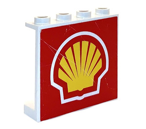LEGO Panel 1 x 4 x 3 with Shell Logo Sticker without Side Supports, Hollow Studs (4215)