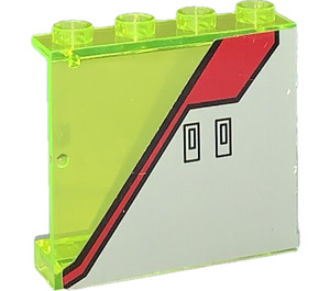 LEGO Panel 1 x 4 x 3 with Silver and Red Top Right Sticker without Side Supports, Hollow Studs (4215)
