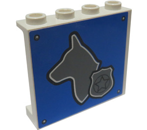 LEGO Panel 1 x 4 x 3 with Silver Dog Head and Police Badge Sticker with Side Supports, Hollow Studs (60581)