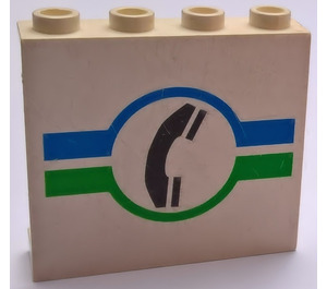 LEGO Paneel 1 x 4 x 3 met Telephone met green en Blauw lines zonder zijsteunen, holle noppen (4215)
