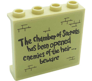 LEGO Paneel 1 x 4 x 3 mit 'The chamber von Secrets has been opened enemies von the heir... beware' Aufkleber mit Seitenstützen, Hohlnoppen (35323)