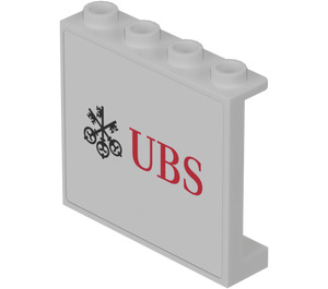 LEGO Panel 1 x 4 x 3 mit 'UBS' Aufkleber mit Seitenstützen, Hohlbolzen (60581)