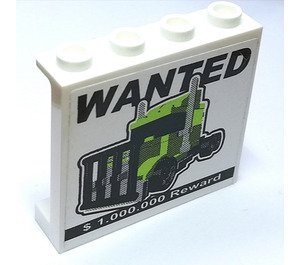 LEGO Panneau 1 x 4 x 3 avec 'WANTED', '$ 1.000.000 Reward' et Truck Autocollant avec supports latéraux, tenons creux (60581)