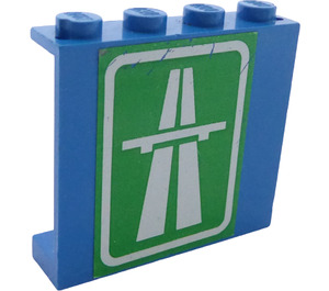 LEGO Panel 1 x 4 x 3 with White Highway on Green Background Sticker without Side Supports, Solid Studs (4215)