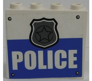 LEGO Panel 1 x 4 x 3 with White 'POLICE' and Silver Badge Sticker with Side Supports, Hollow Studs (60581)