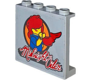 LEGO Panel 1 x 4 x 3 with Woman with Red Cloth Midnight Oiler Sticker with Side Supports, Hollow Studs (35323)