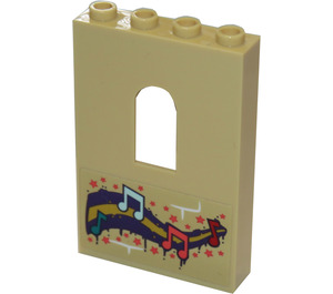 LEGO Panel 1 x 4 x 5 with Window with Musical Note on a Stave and Stars Sticker (60808)