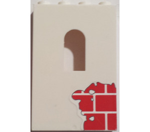 LEGO Panel 1 x 4 x 5 with Window with Red Bricks Bottom Right Sticker (60808)