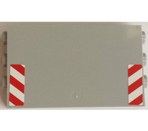 LEGO Panel 1 x 6 x 3 with Side Studs with Red and White Danger Stripes (White Corners) Sticker (98280)